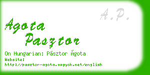 agota pasztor business card